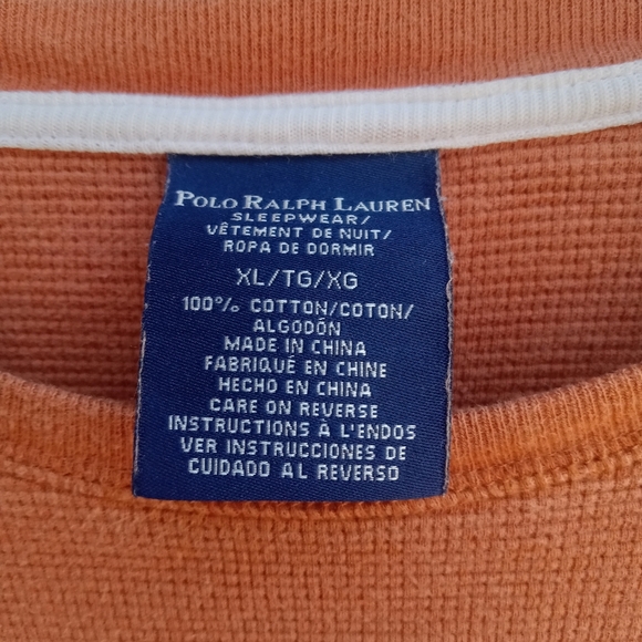 Polo Ralph Lauren Orange Sleepwear Men's XL Crew Neck Long Sleeve Thermal - Picture 4 of 7